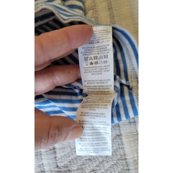 Boden Girls 5-6Y Striped Long Sleeve Top Blue White Gold Stars Ruffle Trim Cotto - Picture 5 of 8